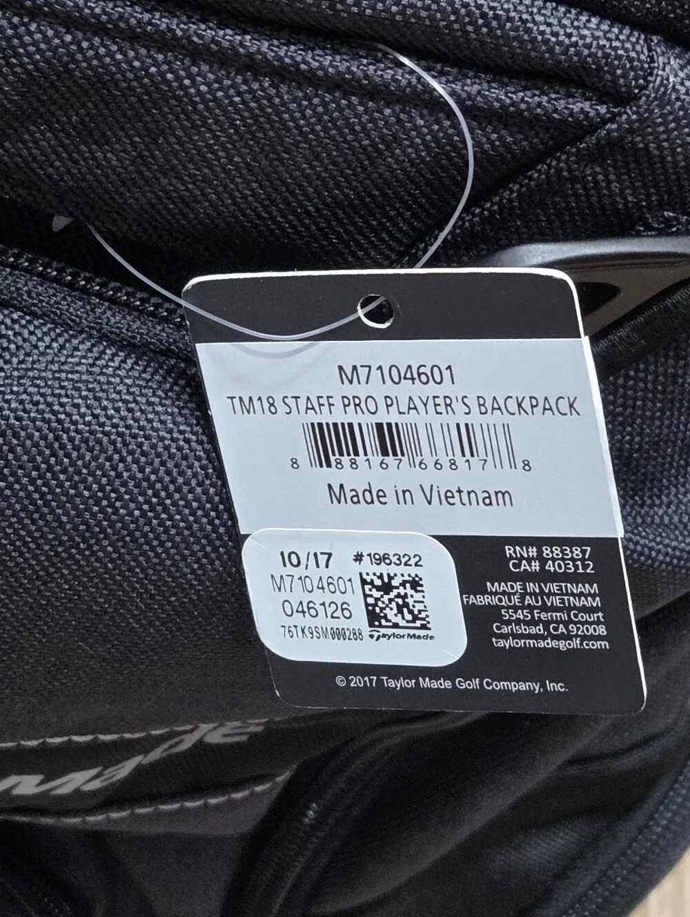 NWT Taylormade Men's Pre-owned Backpack Golf Black